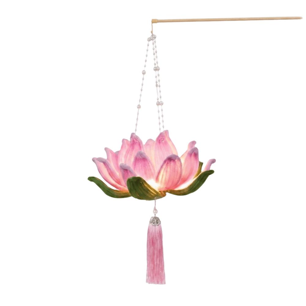 3D Twisted Stick Lotus Flower Lantern Luminous Handheld Lantern  Traditional Decor