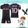 Kit Camisa de Futebol Miami Messi 10 Mls Casa Fora Preto Rosa Tecido Poliéster Inclui Camisa Calção Meias