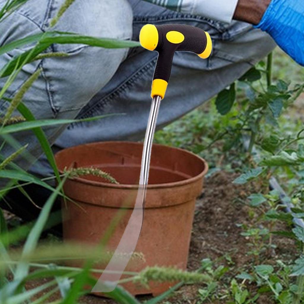 Grass Puller Tool Manual Grass Removal Tool with Handle Heavy Duty Uprooting Weeding Rake Artifact Handle Garden Trowel
