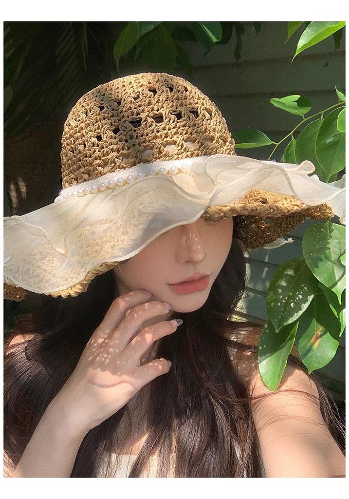 Women's Large Brim Breathable Straw Sun Hat for Full Face Protection