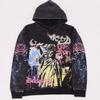 Godspeed Wash-Faded Building Print Men's Loose Hoodie - European & American Trend
