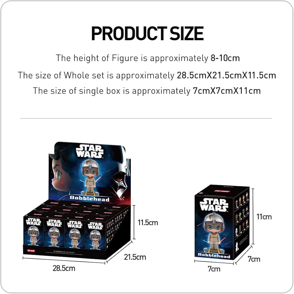 Pop Mart Star Wars Bobblehead Assortment Box 12 Pieces PVC Blind Box Figures Premium Toys