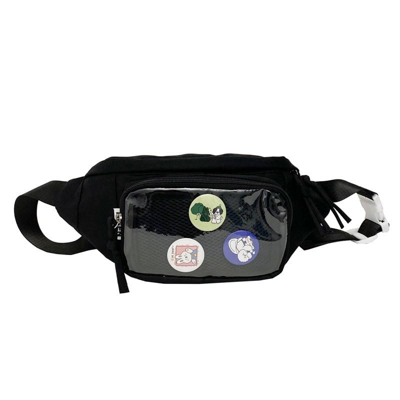 Japanese ins niche baby bag pain bag transparent badge breast bag, millet display messenger bag female student fanny pack