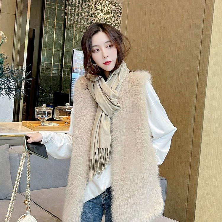 Imitation fur vest women's medium and long autumn and winter new imitation raccoon hair woven vest fashion vest