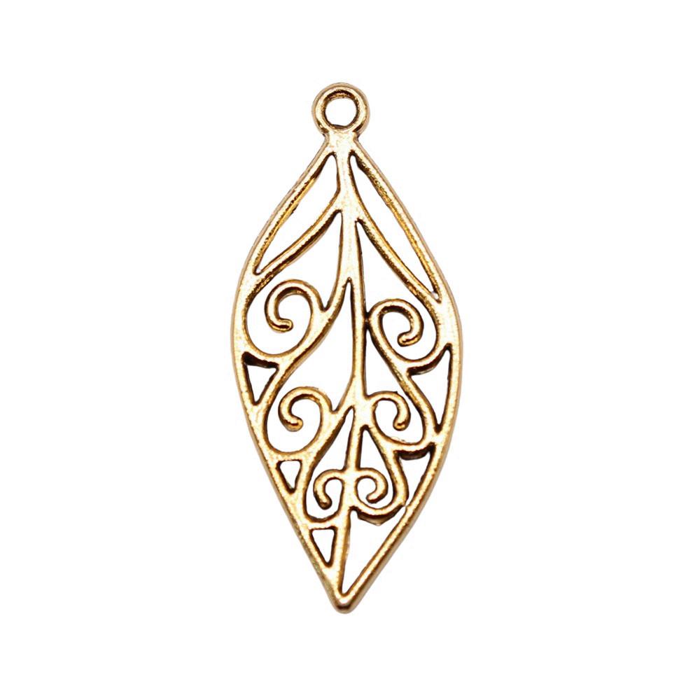 Filigree Leaf Charms Antique Alloy Pendants For Nature Inspired Jewelry