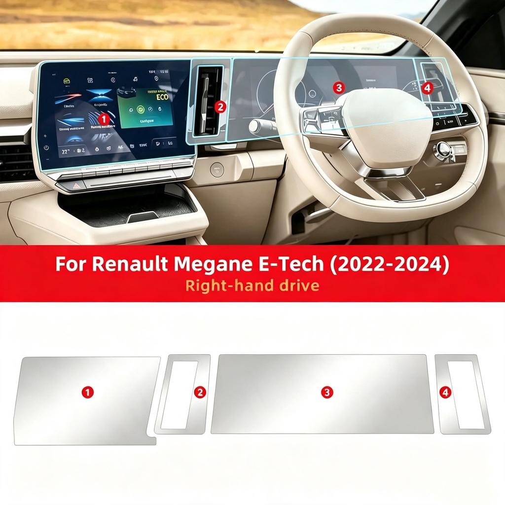 Transparent TPU Protective Film For Renault Megane E-Tech 2022-2024 Car Interior Instrument Navigation Screen Anti-scratch FilmGood product