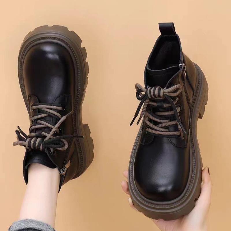 Women's Thick-soled Non-slip Short Leather Boots