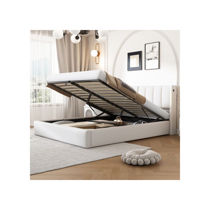 Lit Capitonné - MUVOE - Binaural - 180 X 200 Cm - LED - Tête De Lit Réglable