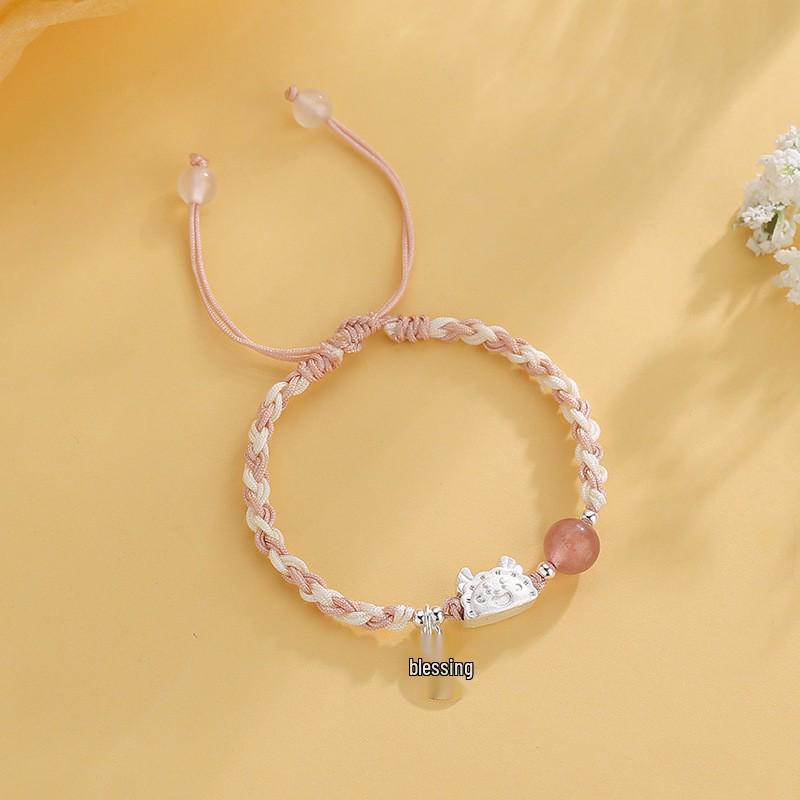 Chinesisches Tierkreiszeichen Rotes Schnur Sicherheitsverschluss Armband für Männer und Frauen - Handgeflochtenes Design