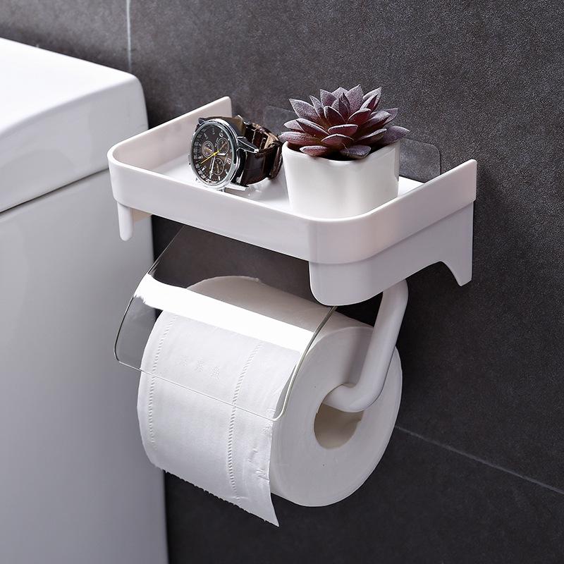 Kekewu Multifunctional Toilet Paper Holder with No-Punch Traceless Sticker