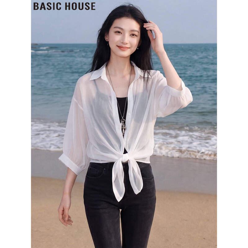 Basic House Women's Thin Breathable 3/4 Sleeve Shirt