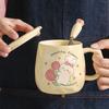 Ceramic Cup with Lid and Spoon, High Value, Cute Girl Home Office Drinking Cup As a Gift