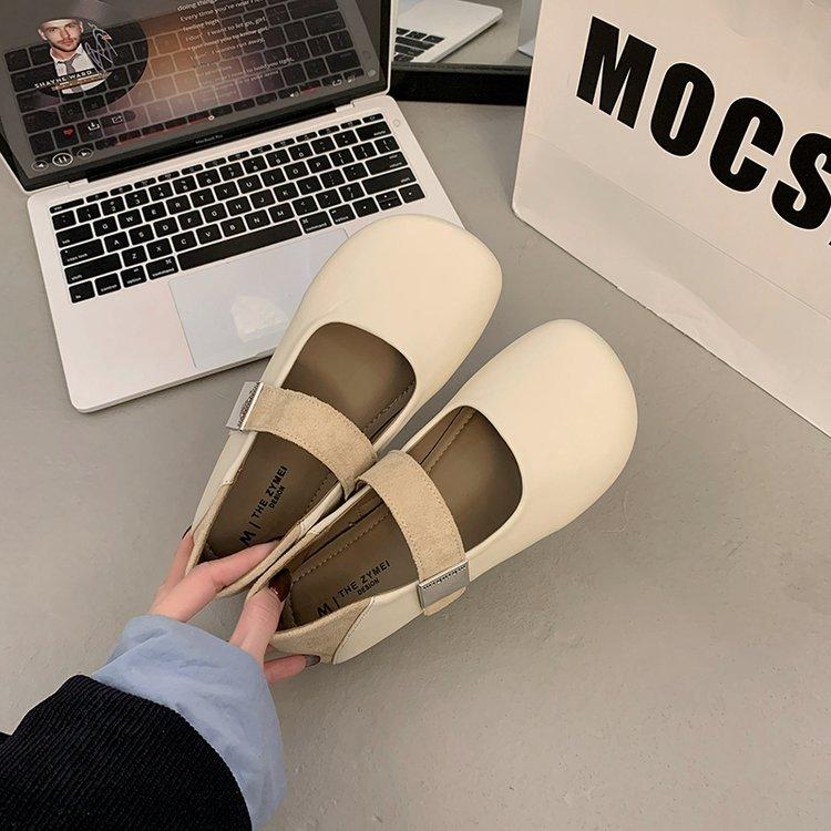 Retro vielseitige Mary Jane kleine Lederschuhe Damen 2025 Frühling und Sommer neu weicher flacher Boden flacher Mund einzelne Schuhe Doudou Schuhe Abend
