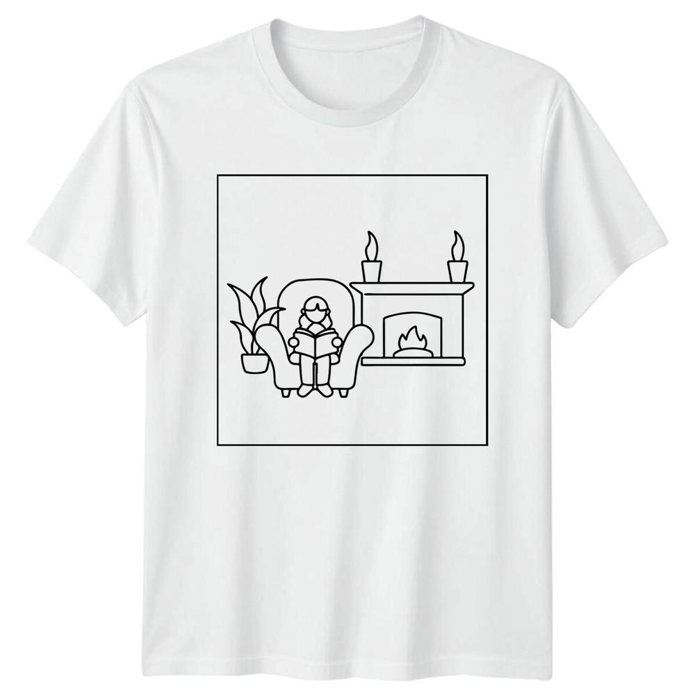 Reading By Fireplace Hobbies Unisexs TShirt Unisexs Tee Graphic Unisex Top S
