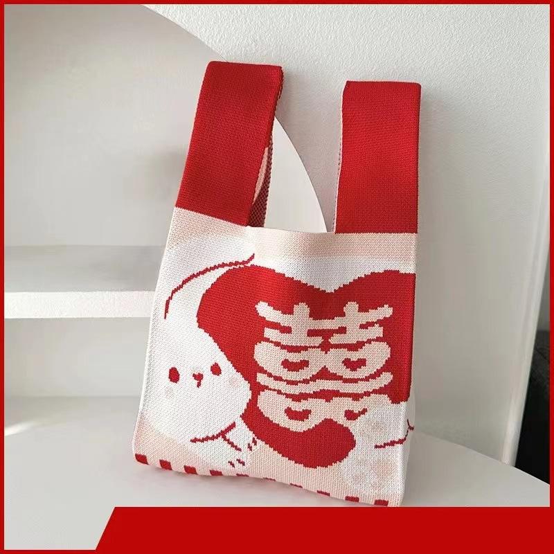 High quality thickened birthday banquet baby gift bag knitted bag gift woven bag handbag tote bag women's bag