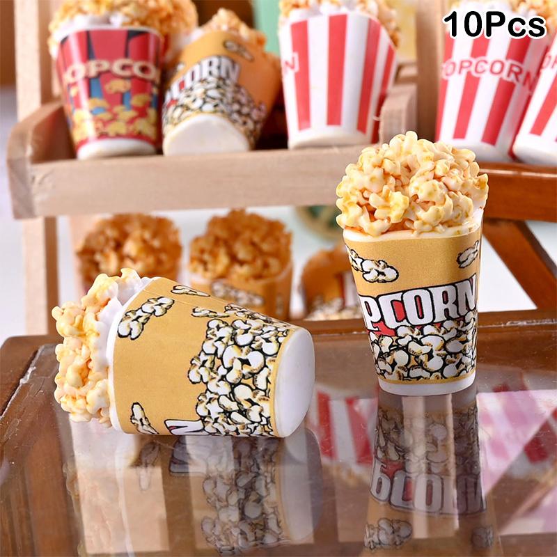 10Pcs 1:12 Dollhouse Miniature Simulation Bucket Popcorn Home Model Decor Toy Doll House Accessories