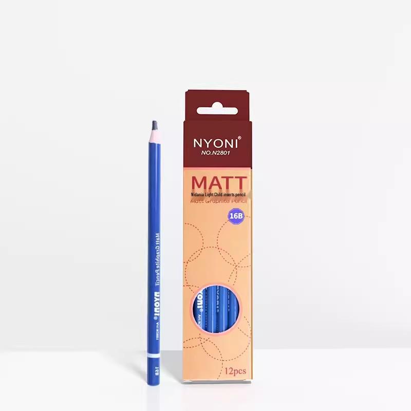 Neoni Matte Green Bamboo Sketch Pencils - 12B/2B Non-Reflective for Art Students & Exams