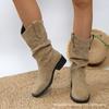 Große Größe spitze Western-Temperament 22 Herbst- und Winterstiefel dicker Absatz Stiefel schöne Stoffmode Stiefel