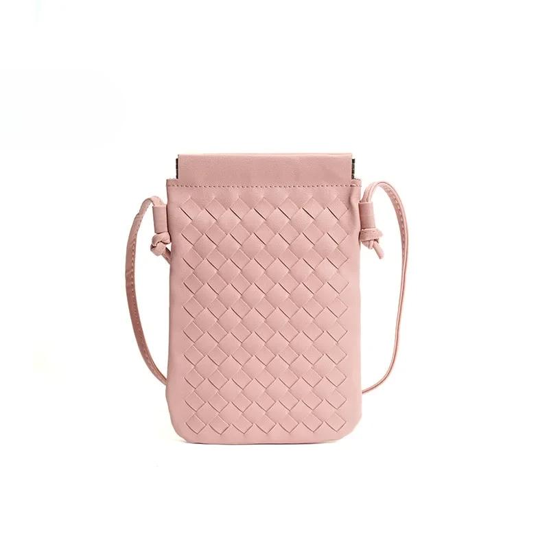 Handytasche Damen Modische Gewebte Kleine Quadratische Tasche Vielseitige Umhängetasche für Damen Handtaschen