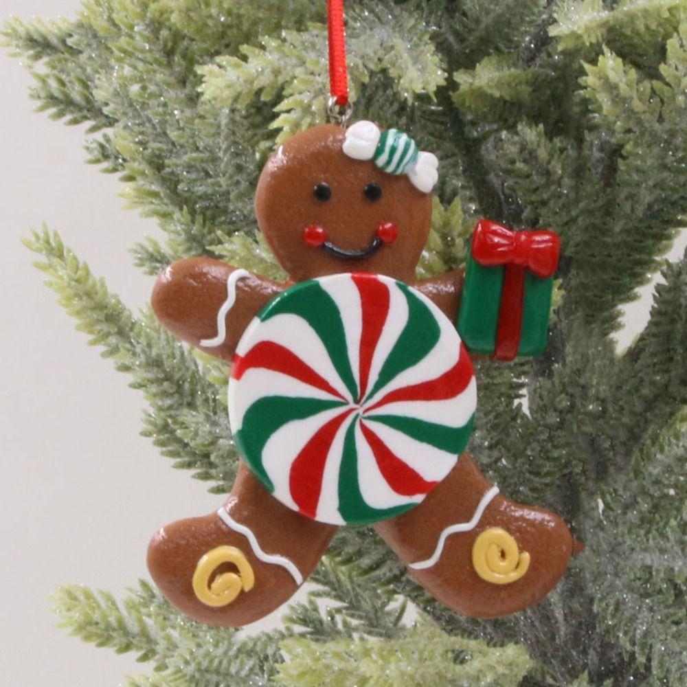 Cartoon Gingerbread Man Vianočné závesné prívesky Mäkká hlina Xmas Tree Decoration Festival