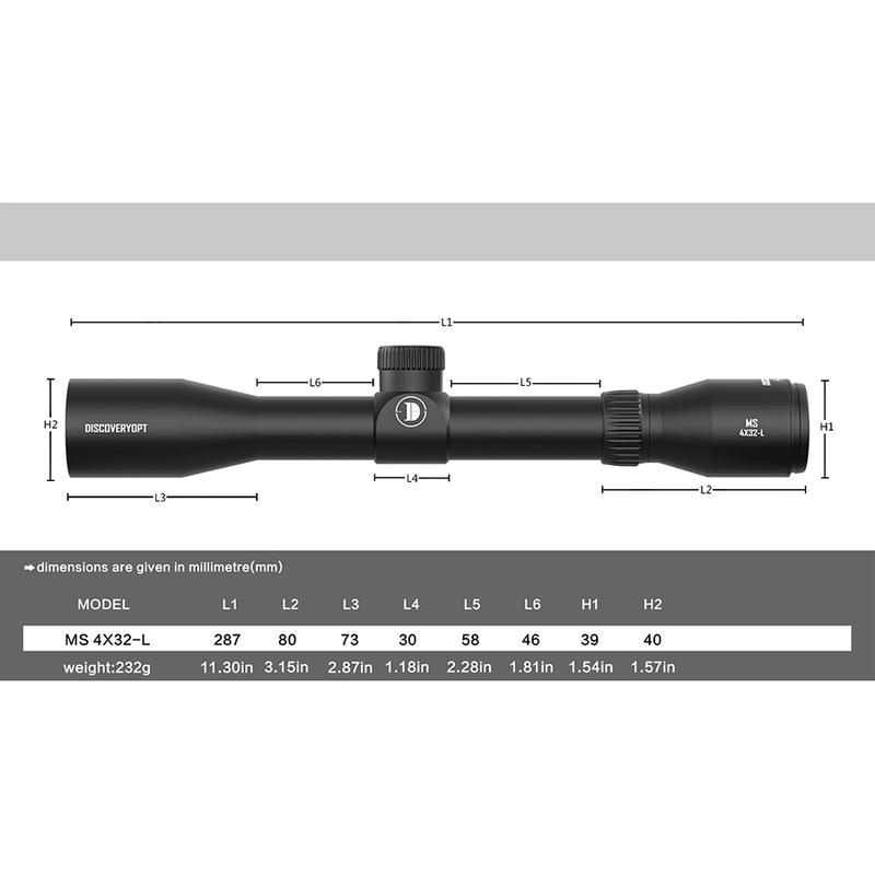 

DISCOVERYOPT MS 4X32-L Super Anti-shock Spring Riflescope 1/4 MOA Hunting Scopes Reticle Sight For Airgun Airsoft .177 .22 High 20mm