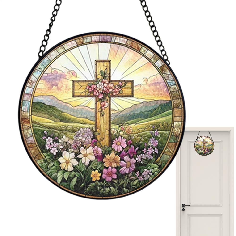 Flower Suncatchers Christian Acrylic Sun Catcher Stained Hangings Religious Home Decoration Flower Design For Window Wall Door