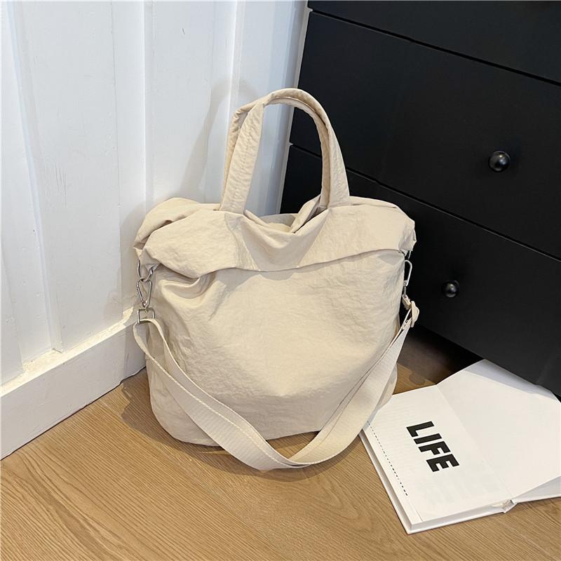 

Short trip tote bag women s casual fashion bag nylon handbag college student class shoulder messenger bag білий