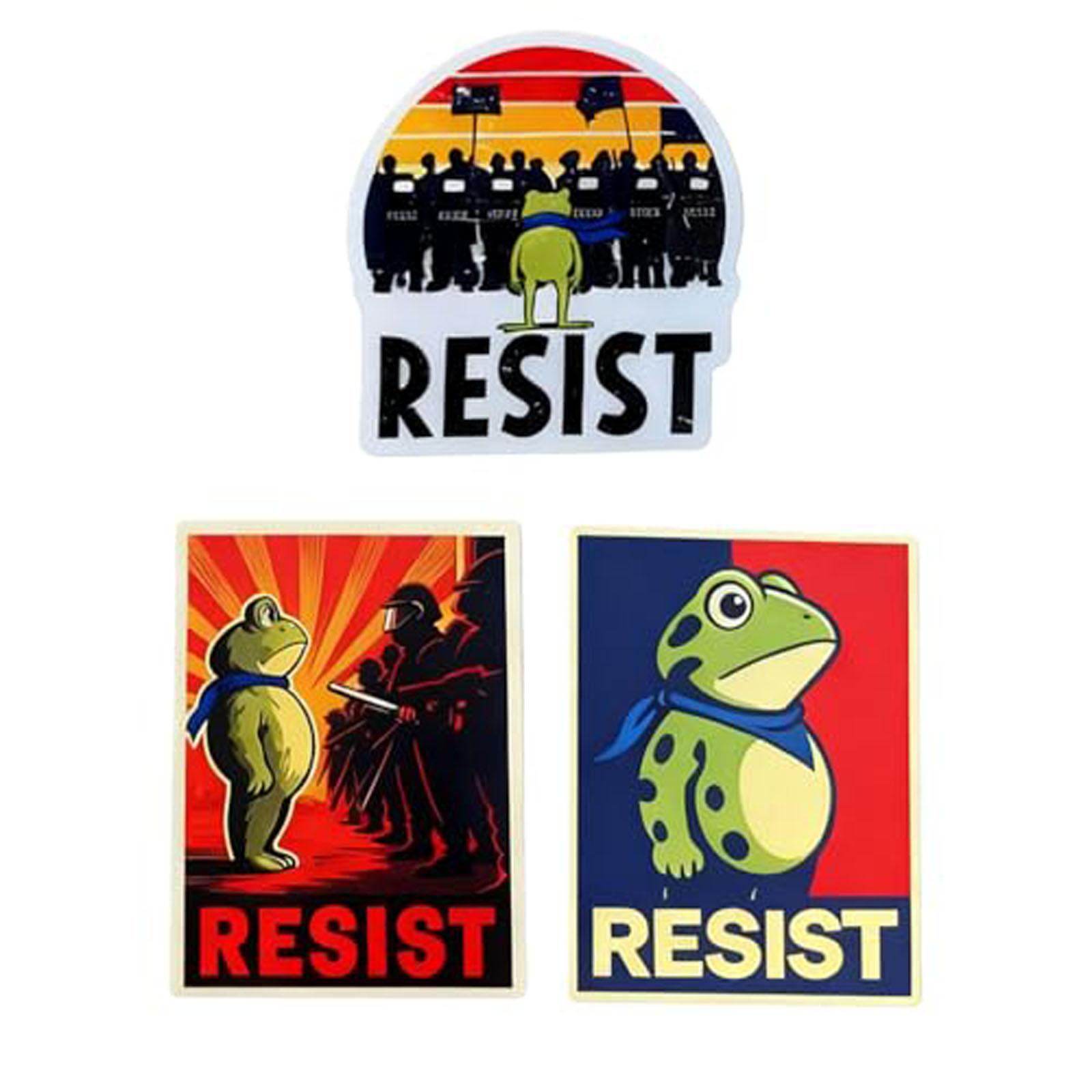 

3PCS Portland Protester Sticker, Resistance Humor Frogs Sticker No Meme Vinyl Transparent Bumper Stickers Gift For Car One Size
