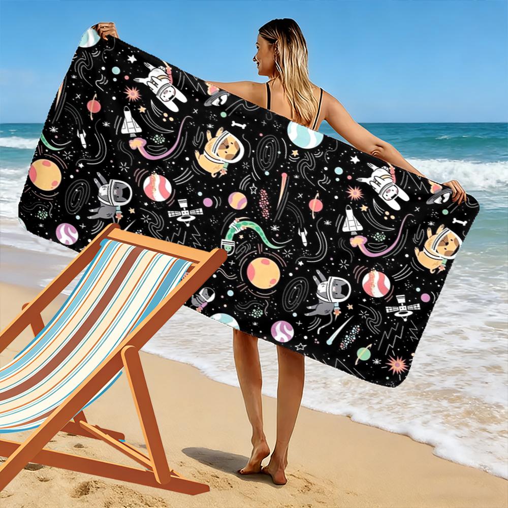 Astronaut Animals in Space Design Beach towel quick-drying for travel outdoor sports jogging beach and swimming