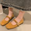 Fashion Flat Low Top Shoes New Summer Square Head Shallow Mouth Flannelette Crystal Buckle Cover Foot Soft Sole Non-slip Flat Shoes