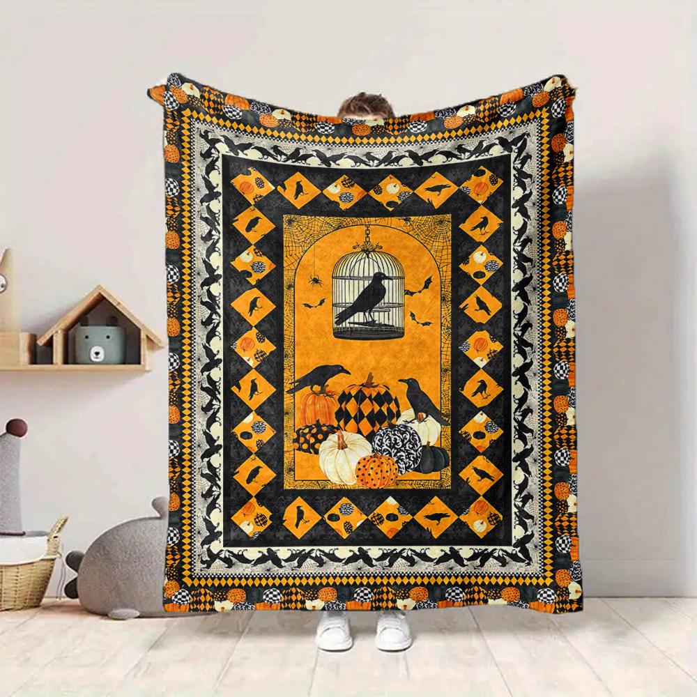 1pc Halloween Decorations Blanket, Lightweight Flannel Fleece with Digital Printing, Soft Warm for Sofa, Travel, Camping, Office, Couch, Chair, and Be