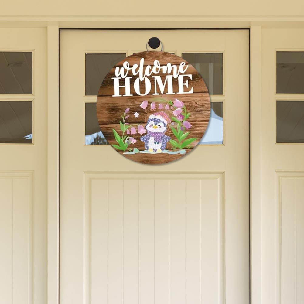 12 PCS Diamond Art Painting Front Door Signs Cartoon Animal Interchangeable Flowers and Grass Present for Adults Kids Beginners