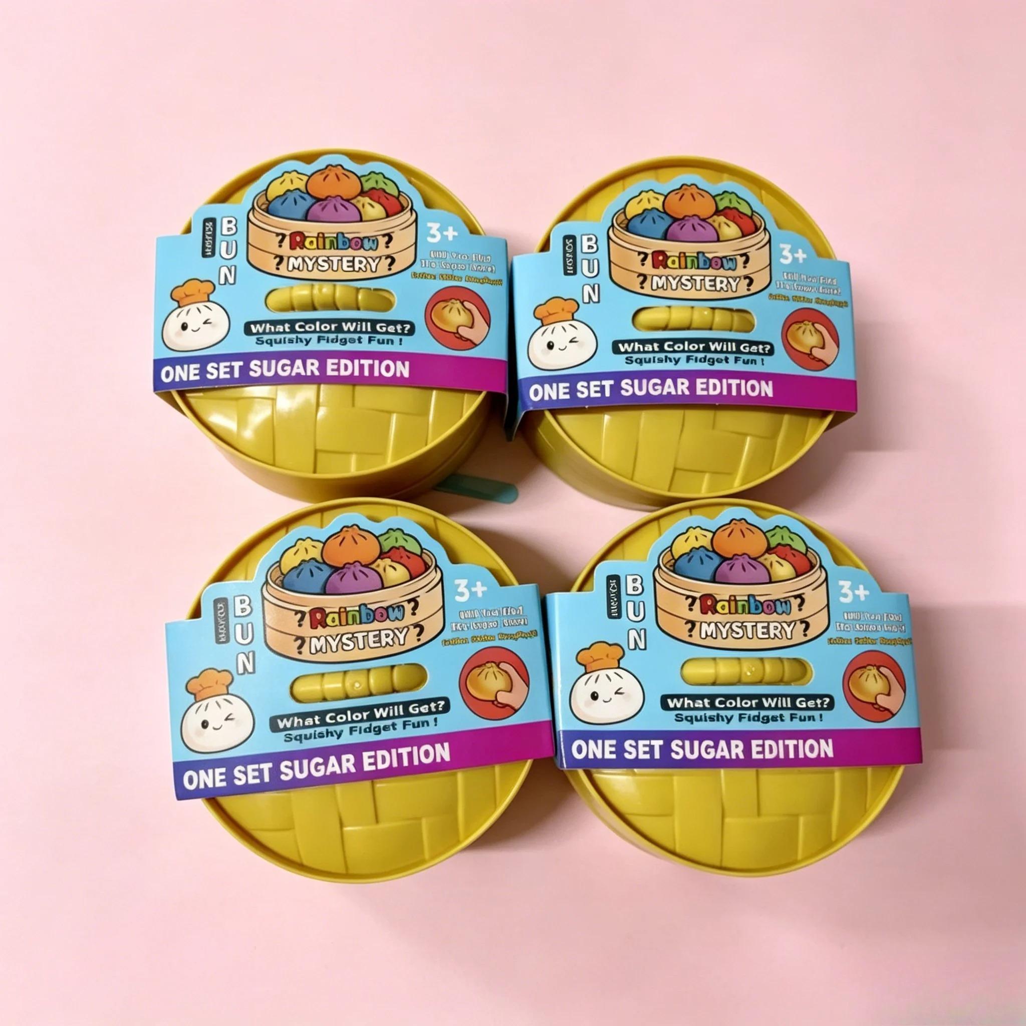 Gestoomd Broodje Knijp Fidget Speelgoed - Zacht Pluche Stressverlichtend Sensorisch Speelgoed met Glitters voor Kinderen & Volwassenen