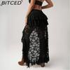 BITCED Women's Summer Sensual Lace Skirt Denim-inspired Asymmetrical Design Women's Skirt
