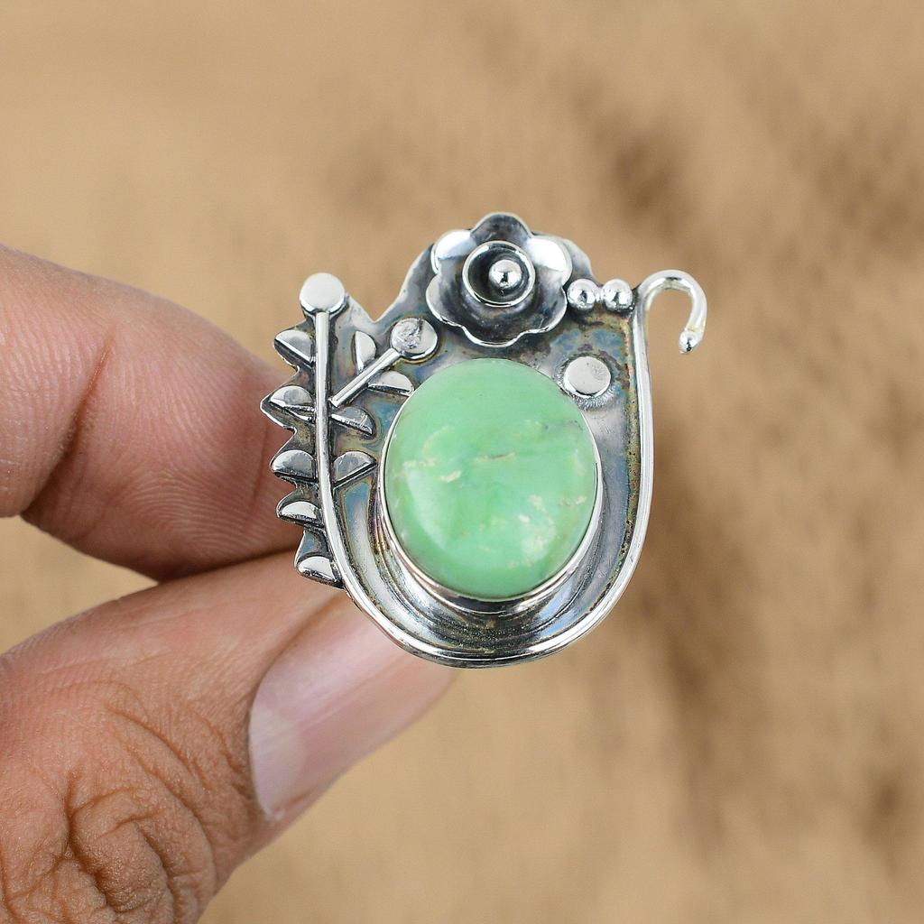 Memorial Day Sale Sterling Silver Chrysoprase Stone Flower Promise Ring Jewelry