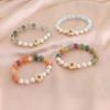 Natural freshwater pearl powder crystal aquamarine crystal bracelet peach blossom hand jewelry bracelet small fresh jewelry