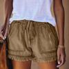Womens Pocket Jeans Denim Pants Female Tassel Bandage Bottom Casual Shorts