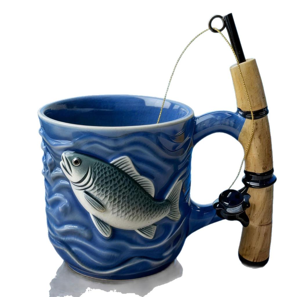 The Angler's Dream Ceramic Mug 3D Milk Coffee Cup Creative Breakfast Cups Fishing Enthusiast Birthday Gift