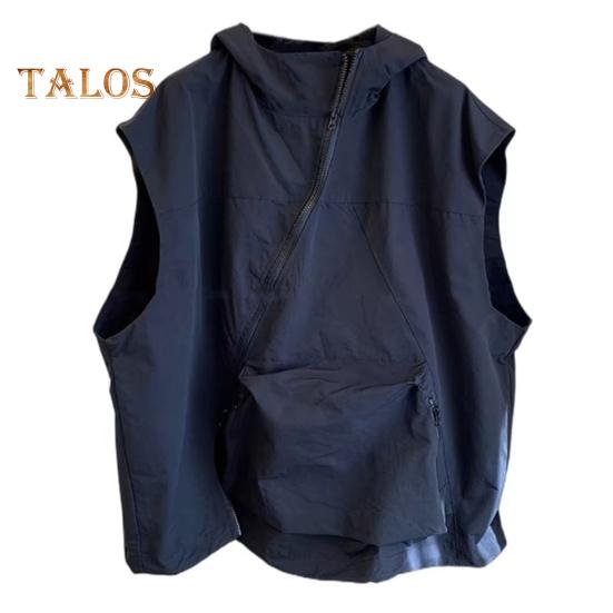 

Женский летний жилет с капюшоном, диагональная молния, дышащая женская солнцезащитная одежда, женский сплошной цвет, повседневный свободный топ с карманом S