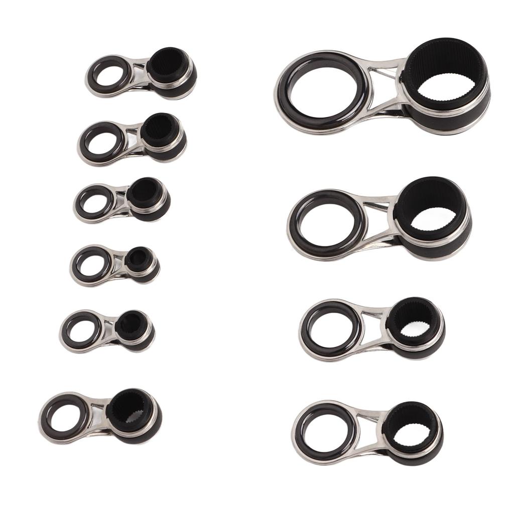 10pcs Lure Fishing Rod Guide Rings 5 Sizes Ceramic Stainless Steel Fishing Rod Eye Guide Set Casting Fishing Rod Tip Repair Kit