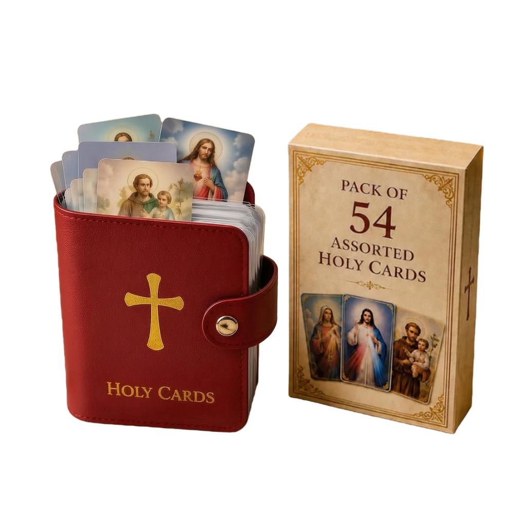 Kompakter Taschen-Gebetskarten-Organizer mit Druckknopfverschluss Mini-Heiligenkarten-Geldbörse Mehrzweck für Gottesdienst/Beerdigung/Anima/Kreuz