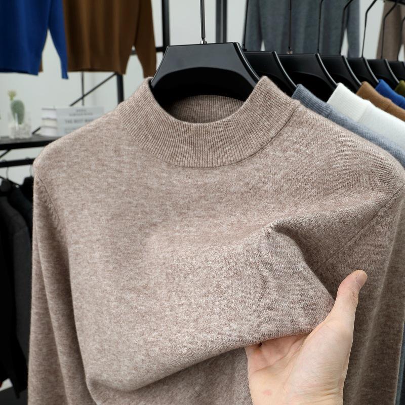 Herren Pullover aus einfarbiger Wolle - Herbst/Winter Halber Rollkragen Lässiger Baselayer