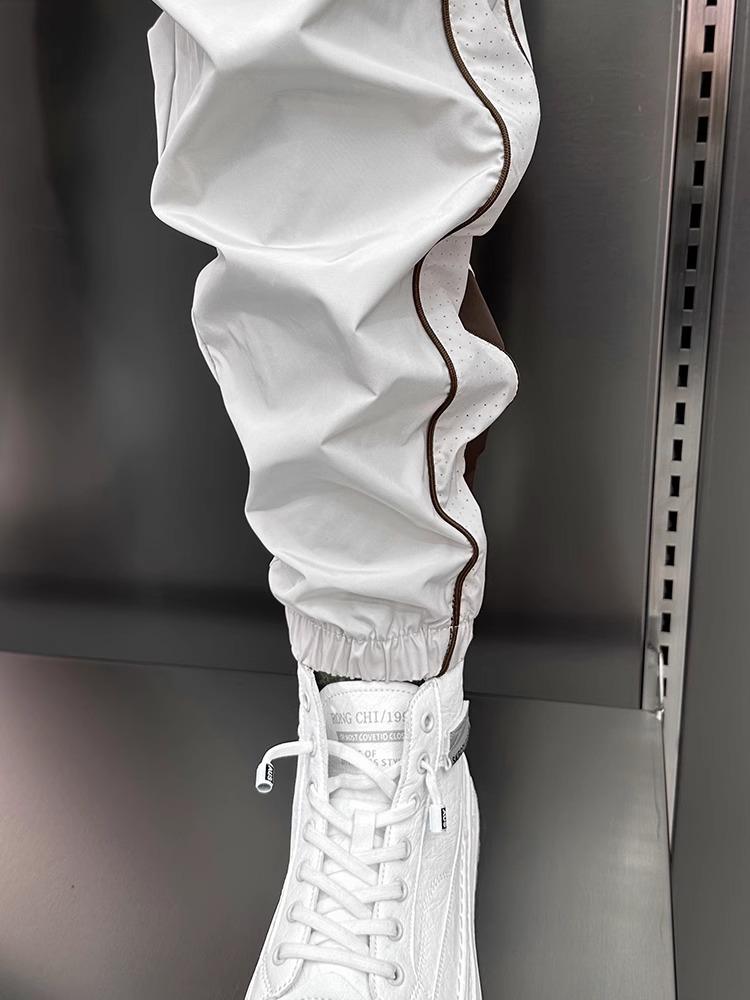 Summer Quick-Dry Breathable Harem Pants with Side Stripes and Cuffs