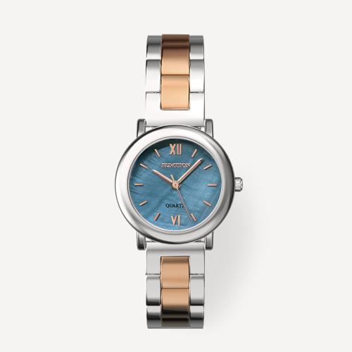 [RUMTTON] RUMTTON Round Blue Mother-of-Pearl Rose Gold Metal Wristwatch Mare One Size