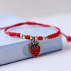 Strawberry Cherry Pendant Lucky Red Rope Braided Bracelet  Year Christmas Birthday Party Gift Fruit Accessory Bracelet