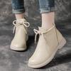 Women's Retro Cowhide Ankle Boots: Chunky Heel, Thick Sole, Genuine Leather, Plus Velvet, Winter Design
