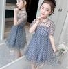 Children Dress Spring Summer Kids Clothing  Baby Girls Clothing Wave Point Short Sleeve Dress Girl Mesh Dress Ruffle