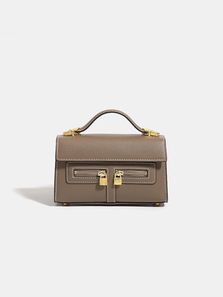 Women's Retro Double Zipper Small Square Bag, Simple and Elegant Mini Handbag, Versatile Commuting Single Shoulder Women's Bag