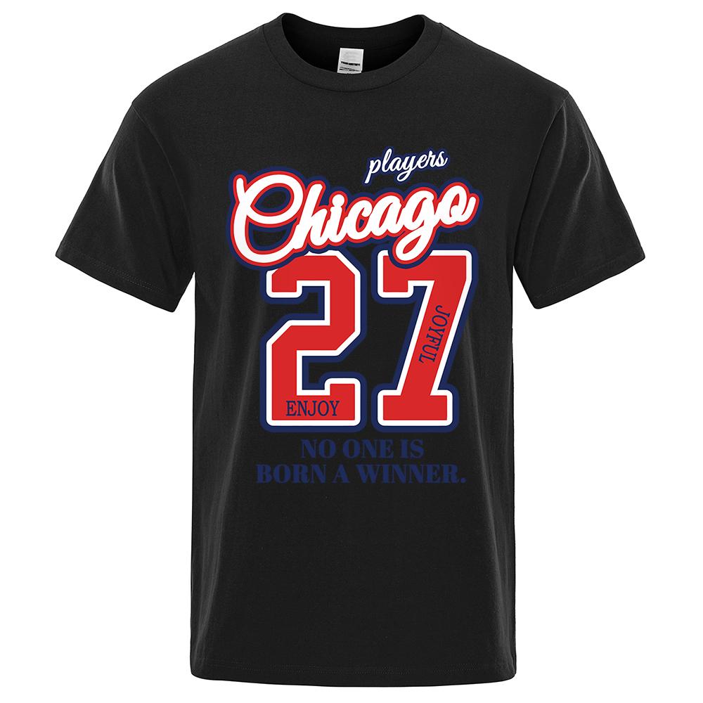 27 Number No One Is Born Winner Print Male Tshirt Oversized Loose T Shirts Cotton T Shirts Hip Hop Breathable T-Shirt Couple