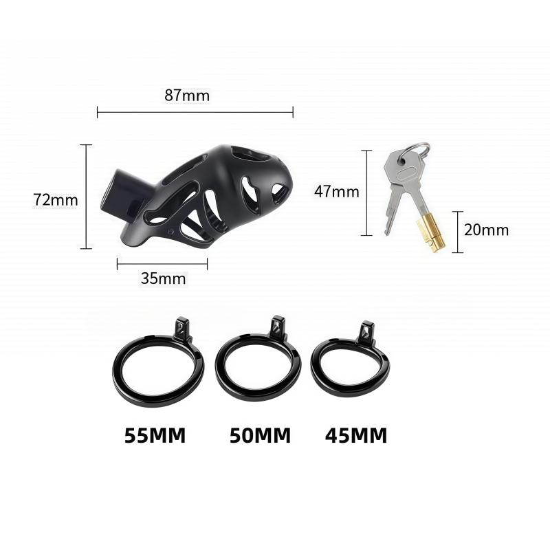Male Penis Lock Chastity Cage Replace Rings Resin Testicle Lock Adjustable Breathable Cock Cage BDSM Sex Toy for Couples Men